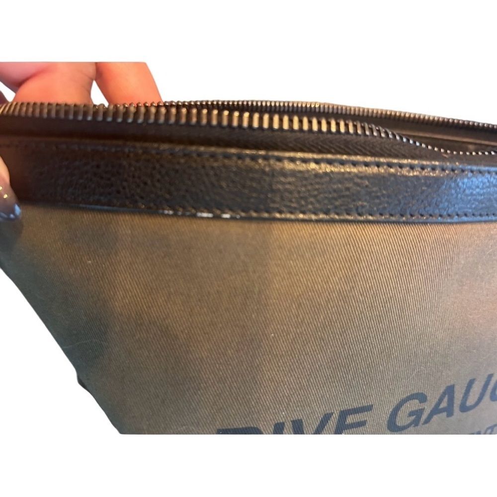Yves Saint Laurent Rive Gauche Olive Canvas Clutch Bag Wrist Strap Dust Bag - Picture 4 of 4